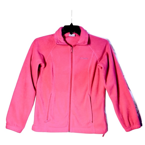 Columbia Fleece Jacket Women’s Pink 2 pocket & Waist‎ Tighten Elastic - Picture 1 of 5